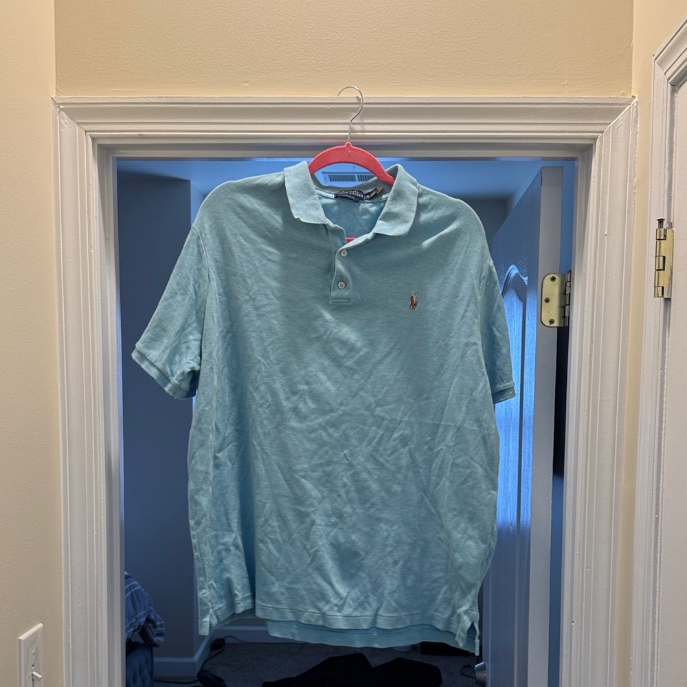 Polo by Ralph Lauren Men's Aqua Polo Shirt aqua blue size XL